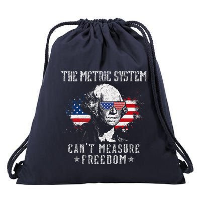 The Metric System CanT Measure Freedom Funny 4th Of July Drawstring Bag