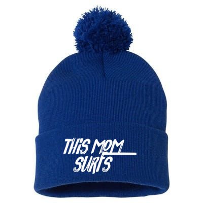 This Mom Surfs Female Surfer Surfing Surfer Meaningful Gift Pom Pom 12in Knit Beanie