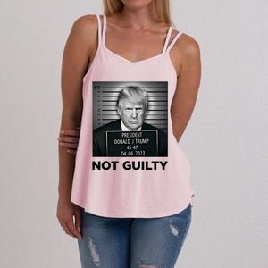 Trump Mug Shot Donald Trump Not Guilty Pro Trump Supporter Women's Strappy Tank