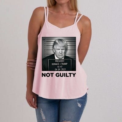 Trump Mug Shot Donald Trump Not Guilty Pro Trump Supporter Women's Strappy Tank