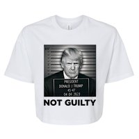 Trump Mug Shot Donald Trump Not Guilty Pro Trump Supporter Bella+Canvas Jersey Crop Tee