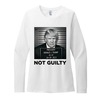 Trump Mug Shot Donald Trump Not Guilty Pro Trump Supporter Womens CVC Long Sleeve Shirt