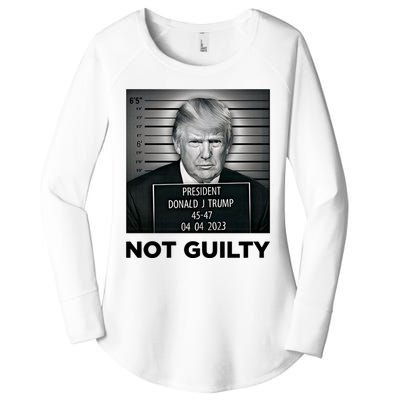 Trump Mug Shot Donald Trump Not Guilty Pro Trump Supporter Women's Perfect Tri Tunic Long Sleeve Shirt