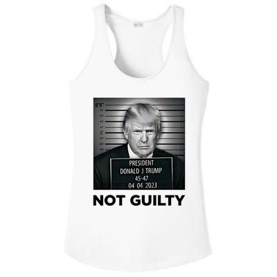 Trump Mug Shot Donald Trump Not Guilty Pro Trump Supporter Ladies PosiCharge Competitor Racerback Tank