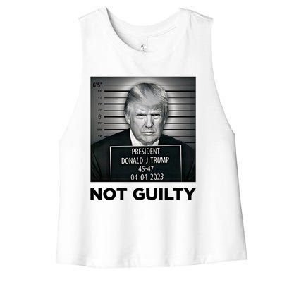 Trump Mug Shot Donald Trump Not Guilty Pro Trump Supporter Women's Racerback Cropped Tank