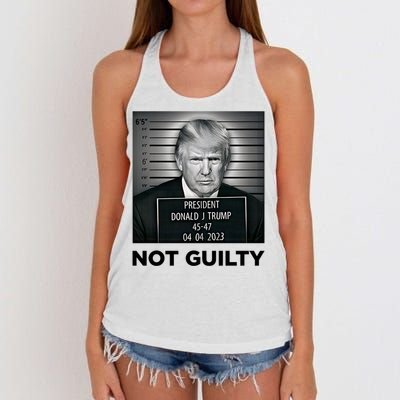 Trump Mug Shot Donald Trump Not Guilty Pro Trump Supporter Women's Knotted Racerback Tank