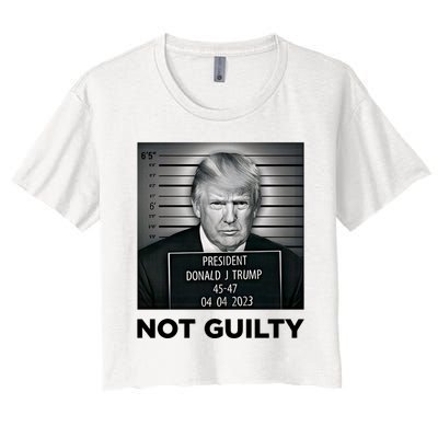 Trump Mug Shot Donald Trump Not Guilty Pro Trump Supporter Women's Crop Top Tee