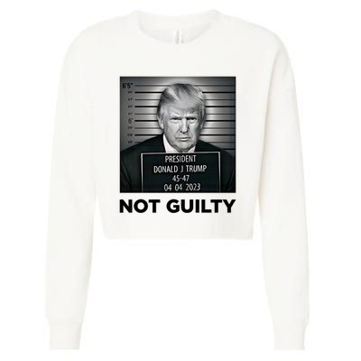 Trump Mug Shot Donald Trump Not Guilty Pro Trump Supporter Cropped Pullover Crew