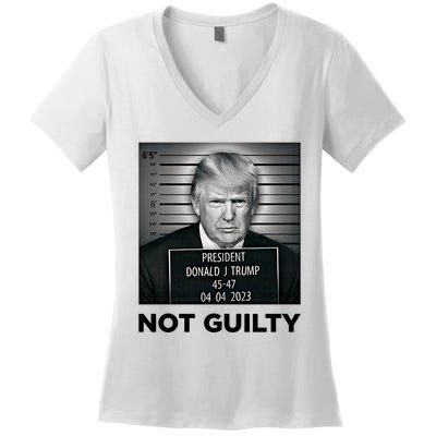 Trump Mug Shot Donald Trump Not Guilty Pro Trump Supporter Women's V-Neck T-Shirt