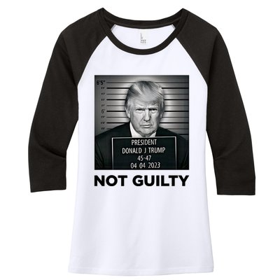 Trump Mug Shot Donald Trump Not Guilty Pro Trump Supporter Women's Tri-Blend 3/4-Sleeve Raglan Shirt