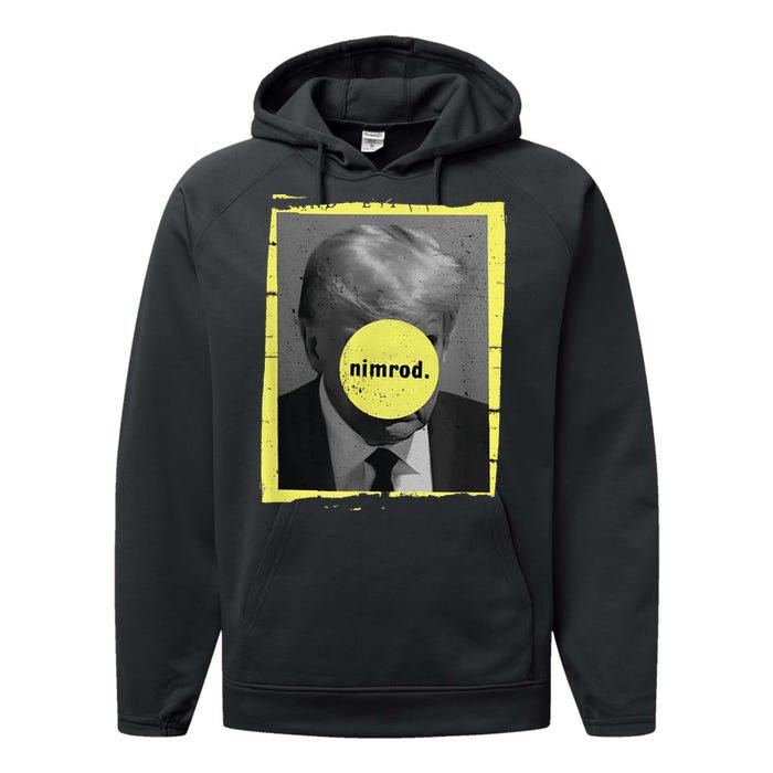 Trump Mug Shot Never Surrender Green Nimrod Trump Day Performance Fleece Hoodie