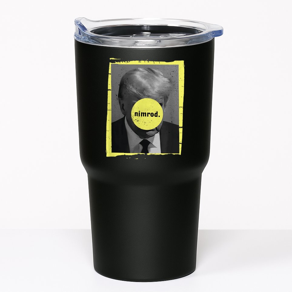 Trump Mug Shot Never Surrender Green Nimrod Trump Day Tumbler