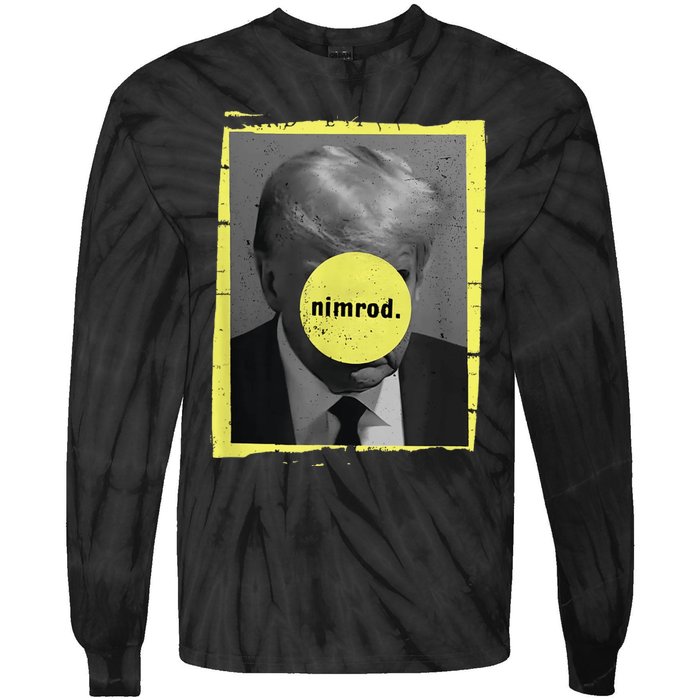 Trump Mug Shot Never Surrender Green Nimrod Trump Day Tie-Dye Long Sleeve Shirt