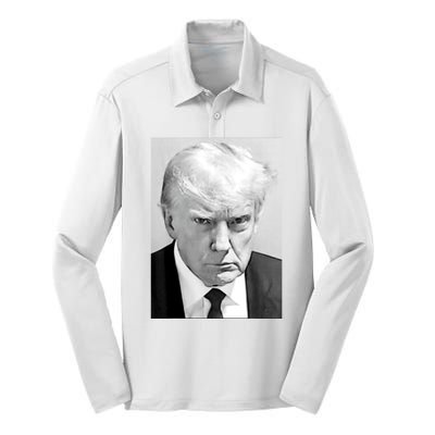 Trump Mug Shot Donald Trump Mug Shot Silk Touch Performance Long Sleeve Polo