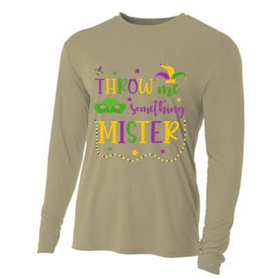 Throw Me Something Mister Mardi Gras Carnival Mask Costume Cooling Performance Long Sleeve Crew
