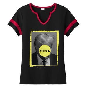 Trump Mug Shot Never Surrender Green Nimrod Trump Day Ladies Halftime Notch Neck Tee