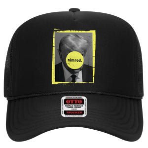 Trump Mug Shot Never Surrender Green Nimrod Trump Day High Crown Mesh Back Trucker Hat