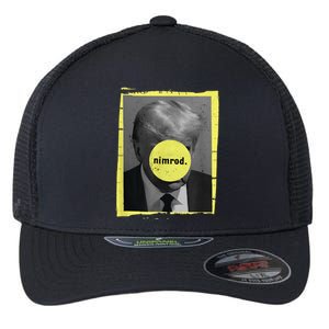 Trump Mug Shot Never Surrender Green Nimrod Trump Day Flexfit Unipanel Trucker Cap