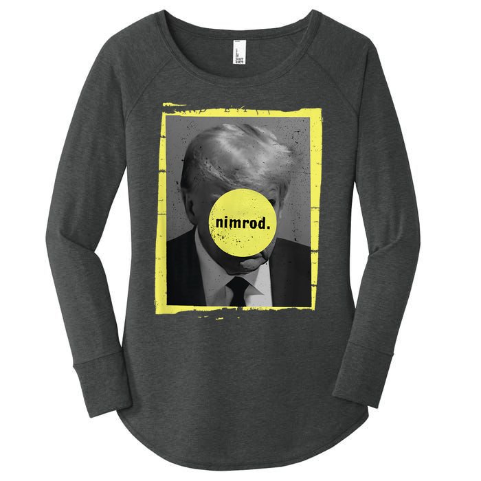 Trump Mug Shot Never Surrender Green Nimrod Trump Day Women's Perfect Tri Tunic Long Sleeve Shirt