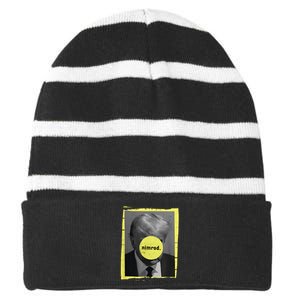 Trump Mug Shot Never Surrender Green Nimrod Trump Day Striped Beanie with Solid Band