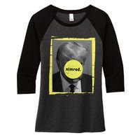 Trump Mug Shot Never Surrender Green Nimrod Trump Day Women's Tri-Blend 3/4-Sleeve Raglan Shirt