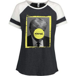 Trump Mug Shot Never Surrender Green Nimrod Trump Day Enza Ladies Jersey Colorblock Tee