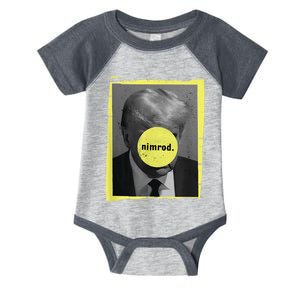 Trump Mug Shot Never Surrender Green Nimrod Trump Day Infant Baby Jersey Bodysuit