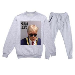 Trump Mug Shot Donald Trump Mug Shot Thug Life Premium Crewneck Sweatsuit Set