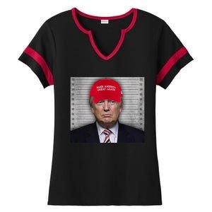 Trump Mugshot MAGA Ladies Halftime Notch Neck Tee