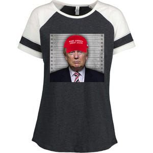 Trump Mugshot MAGA Enza Ladies Jersey Colorblock Tee