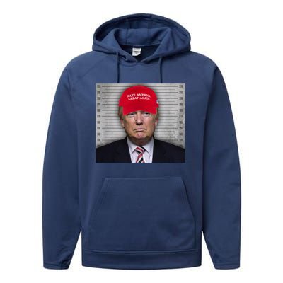 Trump Mugshot MAGA Performance Fleece Hoodie