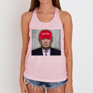 Trump Mugshot MAGA Women's Knotted Racerback Tank