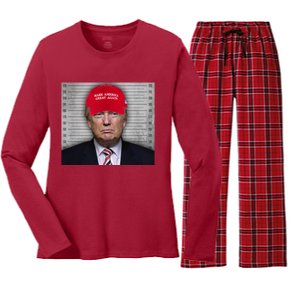 Trump Mugshot MAGA Women's Long Sleeve Flannel Pajama Set 