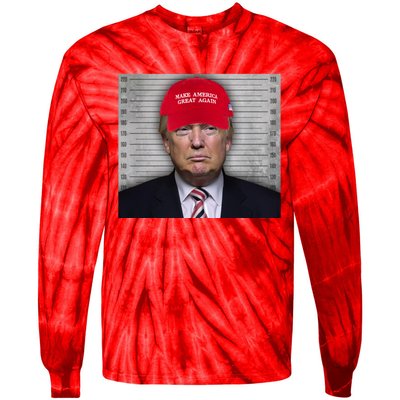 Trump Mugshot MAGA Tie-Dye Long Sleeve Shirt