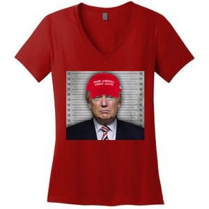 Trump Mugshot MAGA Women's V-Neck T-Shirt