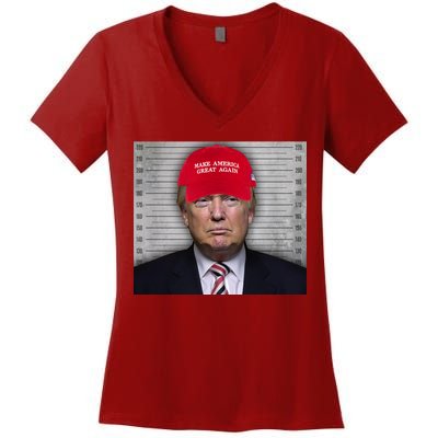 Trump Mugshot MAGA Women's V-Neck T-Shirt