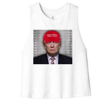 Trump Mugshot MAGA Women's Racerback Cropped Tank