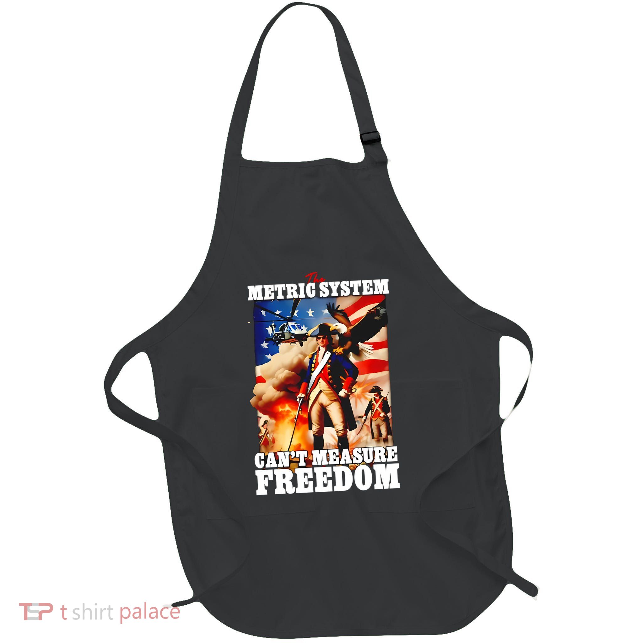 The Metric System CanT Measure Freedom Eagle Usa Flag Full-Length Apron With Pockets