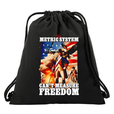 The Metric System CanT Measure Freedom Eagle Usa Flag Drawstring Bag