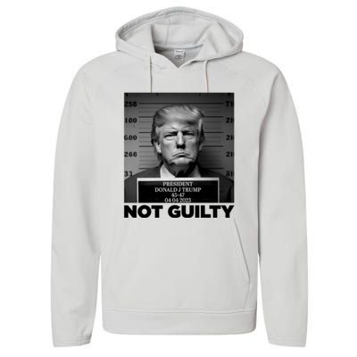 Trump Mug Shot, Trump Not Guilty Pro Trump Supporter Performance Fleece Hoodie