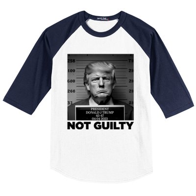 Trump Mug Shot, Trump Not Guilty Pro Trump Supporter Baseball Sleeve Shirt