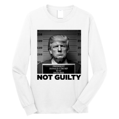 Trump Mug Shot, Trump Not Guilty Pro Trump Supporter Long Sleeve Shirt