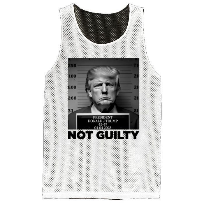 Trump Mug Shot, Trump Not Guilty Pro Trump Supporter Mesh Reversible Basketball Jersey Tank