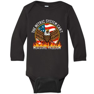 The Metric System CanT Measure Freedom Eagle Usa Flag Baby Long Sleeve Bodysuit