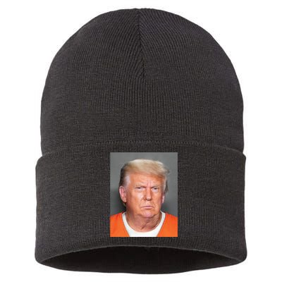 Trump Mugshot Sustainable Knit Beanie