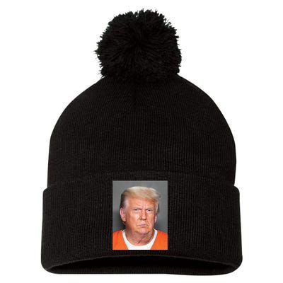 Trump Mugshot Pom Pom 12in Knit Beanie