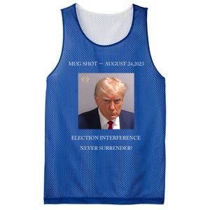 Trump Mug Shot 2024 Election Interference Never Surrender Gift Mesh Reversible Basketball Jersey Tank