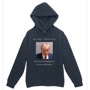 Trump Mug Shot 2024 Election Interference Never Surrender Gift Urban Pullover Hoodie