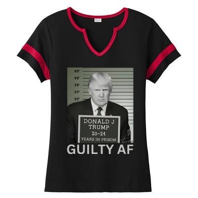 Trump Mug Shot Trump For Prison 2024 Democrat Ladies Halftime Notch Neck Tee