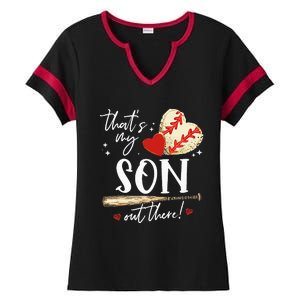 ThatS My Son Out There Baseball Mama Mom Mothers Day Ladies Halftime Notch Neck Tee